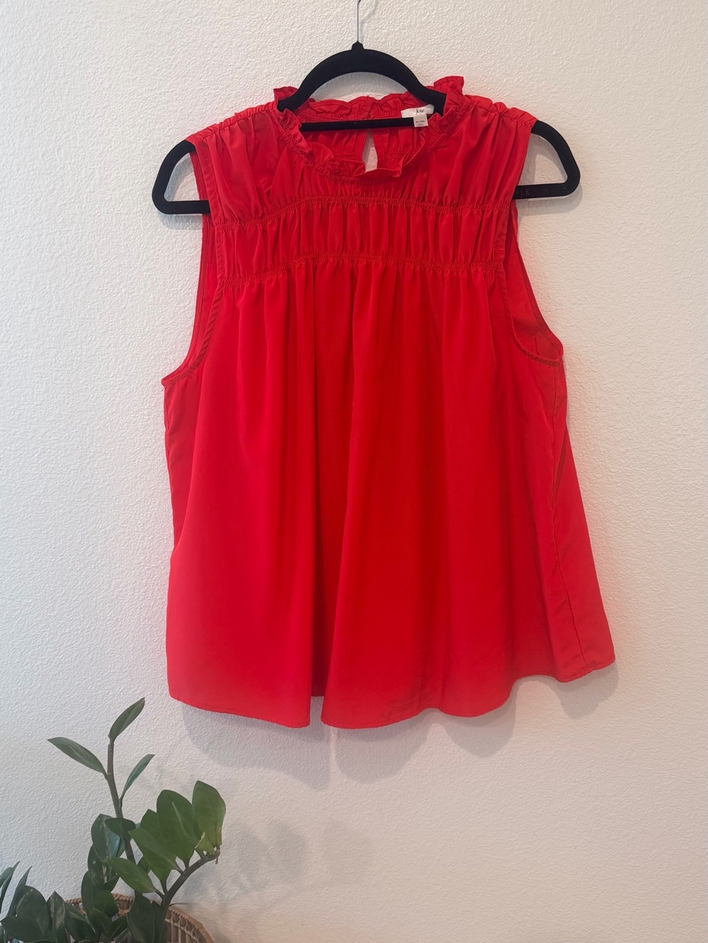 Joie Sleeveless Red Ruffled Neck Camisole